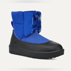 UGG Blue and Black Puffer Rain Boot